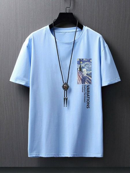 men graphic & letter graphic tee t47r#, White;black