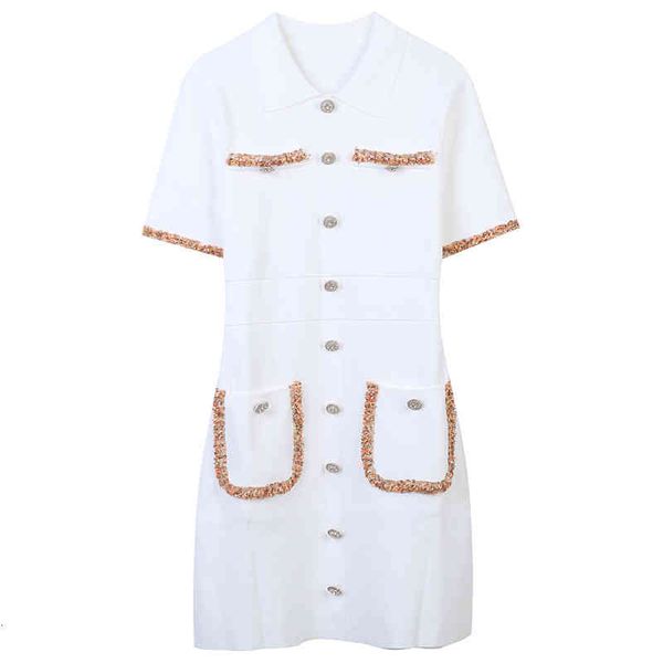 casual dresses french 2022 spring color contrast stripe tassel stitching celebrity small fragrance slim fitting lapel knitted dress dv73, Black;gray 
casual dresses french 2022 spring color contrast stripe tassel stitching celebrity small fragrance slim fitting lapel knitted dress dv73, Black;gray