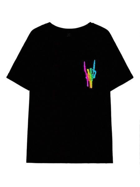 x emily j skeleton hand print tee v92v#, White
x emily j skeleton hand print tee v92v#, White