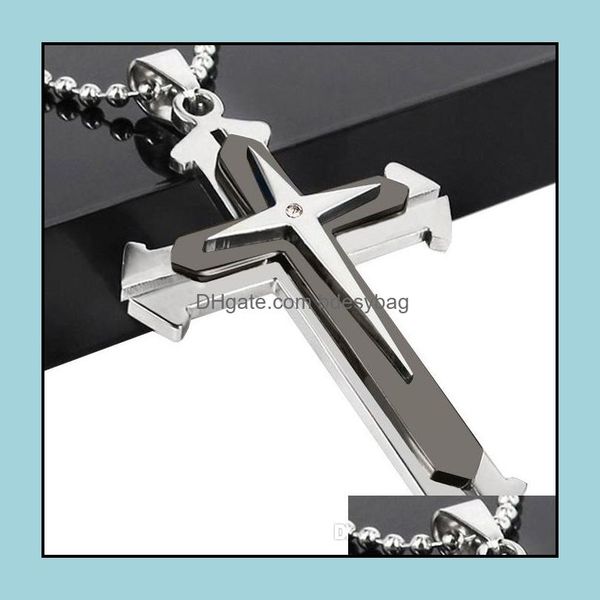 european and american jewelry mens necklace three-layer cross pendant separate fork black blue drop delivery 2021 necklaces pendants f3nk8, Silver
european and american jewelry mens necklace three-layer cross pendant separate fork black blue drop delivery 2021 necklaces pendants f3nk8, Silver