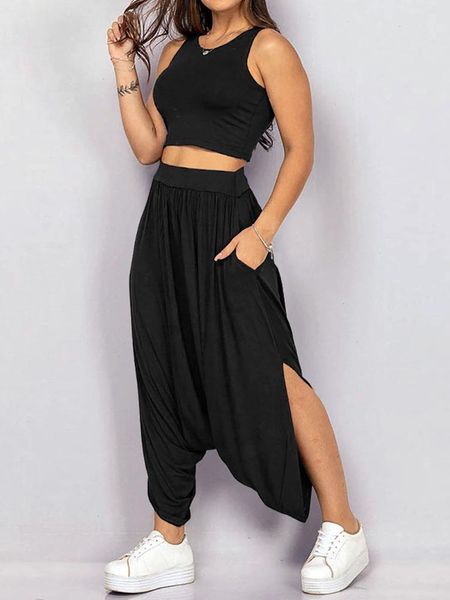 summer women simple sportswear harem pants outfit loungewear vest o-neck sleeveless hollow out ladies matching sets streetwear, White
summer women simple sportswear harem pants outfit loungewear vest o-neck sleeveless hollow out ladies matching sets streetwear, White