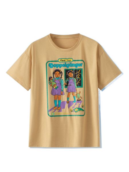 romwe x stevenrhodes cartoon & letter graphic tee o0vp#, White