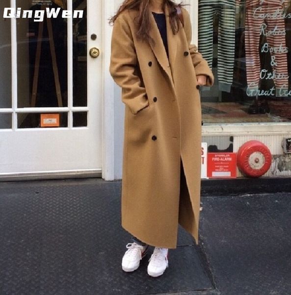 women autumn winter korea french retro double-breasted long wool jacket ladies long sleeve overcoat parka jacket casaco feminino l220725, Black
women autumn winter korea french retro double-breasted long wool jacket ladies long sleeve overcoat parka jacket casaco feminino l220725, Black