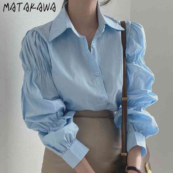 korea chic spring simple woman blouses lapel loose singlebreasted wrinkle women shirts puff sleeve ladies 210506, White
korea chic spring simple woman blouses lapel loose singlebreasted wrinkle women shirts puff sleeve ladies 210506, White