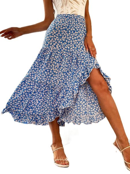 ditsy floral asymmetrical ruffle hem skirt v82m#, Black
ditsy floral asymmetrical ruffle hem skirt v82m#, Black