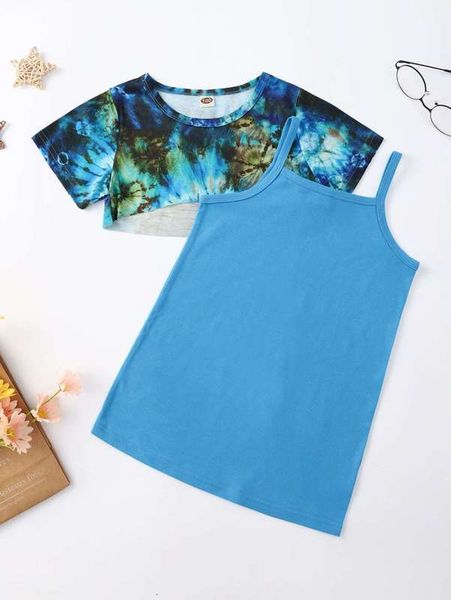 toddler girls tie dye high low hem crop tee & cami dress she, White
toddler girls tie dye high low hem crop tee & cami dress she, White