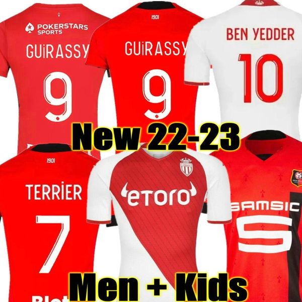 stade rennais 22 23 as monaco soccer jerseys home toulouse ben yedder maillots diop 2022 2023 henrique b.badiashile gelson fabreags, Black;yellow