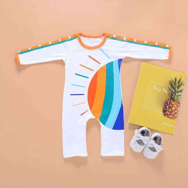 newborn baby's long sleeve one-piece garment round neck and button crotch energetic sun and rainbow pattern jumpsuit g220517, Blue
newborn baby's long sleeve one-piece garment round neck and button crotch energetic sun and rainbow pattern jumpsuit g220517, Blue
