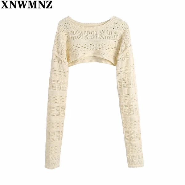 xnwmnz women fashion hollow out arm warmers cropped knitted sweater vintage o neck long sleeve female pullovers chic 210513, White;black
xnwmnz women fashion hollow out arm warmers cropped knitted sweater vintage o neck long sleeve female pullovers chic 210513, White;black