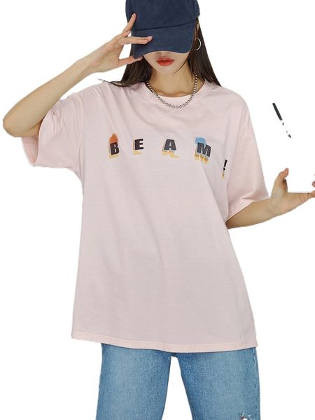 dazy letter graphic drop shoulder tee t04h#, White