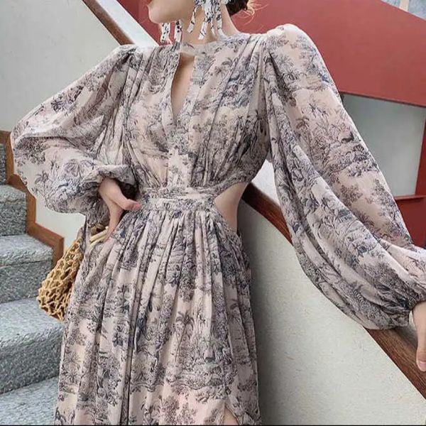 2022 spring new long sleeve seaside holiday chiffon beach dress french floral dress female, White;black
2022 spring new long sleeve seaside holiday chiffon beach dress french floral dress female, White;black