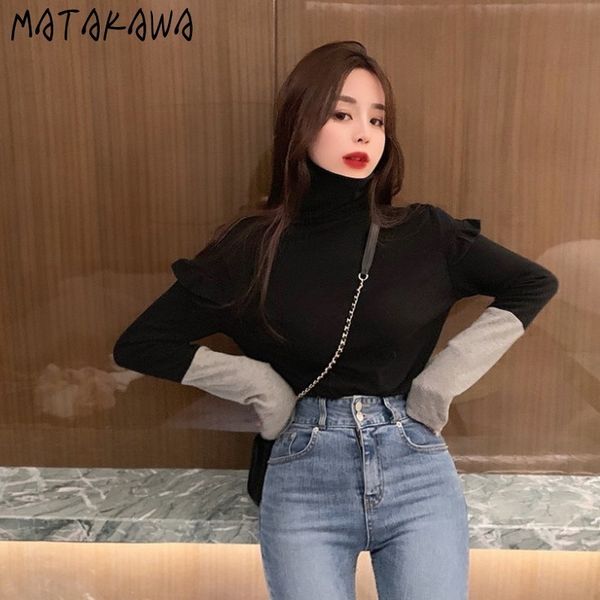 highneck slimfit tshirts for women color matching tshirt ruffles spring korean elastic inner woman 210506, White
highneck slimfit tshirts for women color matching tshirt ruffles spring korean elastic inner woman 210506, White