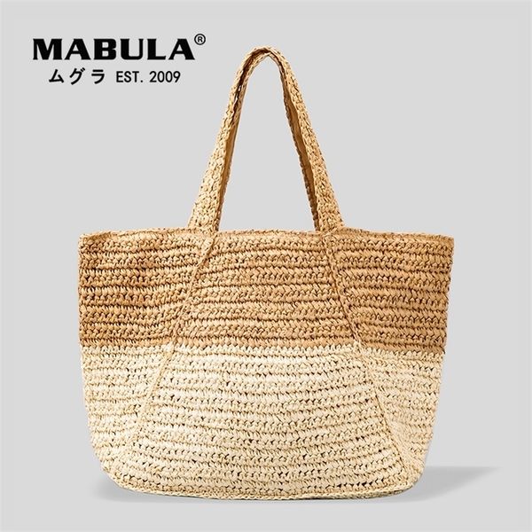mabula casual straw bag large capacity bucket totes for women summer beach handbags female shoulder bags simple style 220815
mabula casual straw bag large capacity bucket totes for women summer beach handbags female shoulder bags simple style 220815