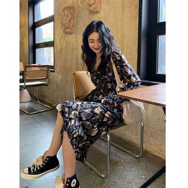 casual dresses autumn french v-neck floral dress long sleeve skirt waist closing tea break sq9q, Black;gray
casual dresses autumn french v-neck floral dress long sleeve skirt waist closing tea break sq9q, Black;gray