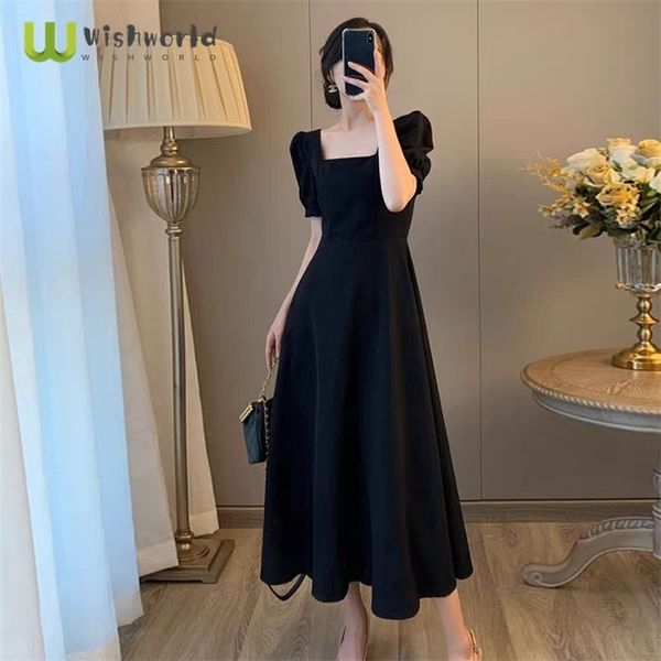 puff short sleeve dress women a-line midi dresses black streetwear elegant french style defined waist square collar mujerc 220318, Black;gray
puff short sleeve dress women a-line midi dresses black streetwear elegant french style defined waist square collar mujerc 220318, Black;gray