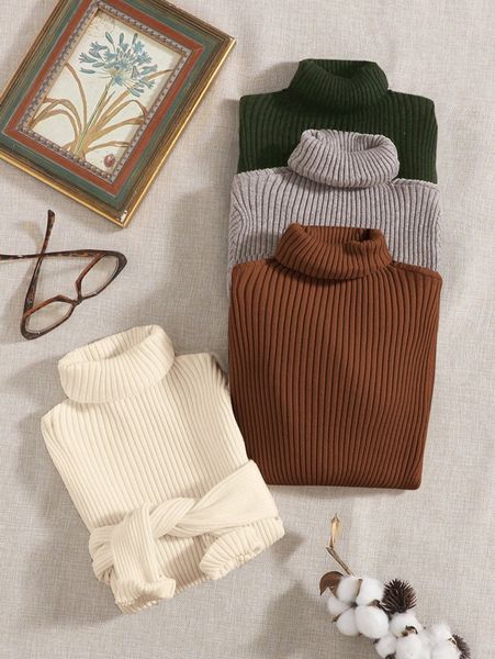 4pcs turtle neck ribbed knit sweater i6yq#, White;black
4pcs turtle neck ribbed knit sweater i6yq#, White;black