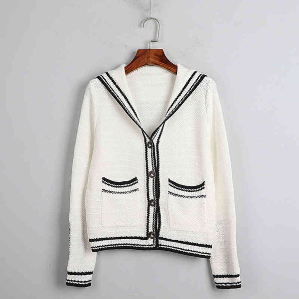 women's knits & tees french xiaoxiang navy collar knitted cardigan loose temperament long sleeved jacket in early spring and autumn pb6, White
women's knits & tees french xiaoxiang navy collar knitted cardigan loose temperament long sleeved jacket in early spring and autumn pb6, White