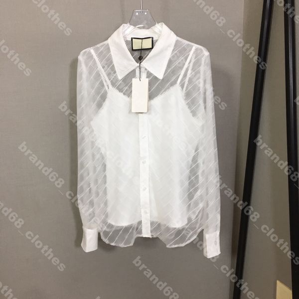 women designer lace shirt transparent mesh slip vest silk solid color two piece suit summer simple long sleeve white shirt womens clothes a
women designer lace shirt transparent mesh slip vest silk solid color two piece suit summer simple long sleeve white shirt womens clothes a