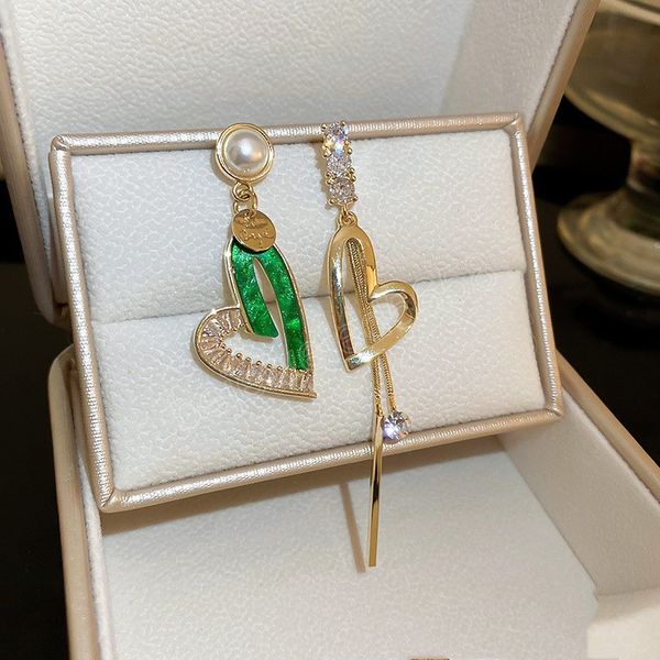 long asymmetric diamond pearl green love dangle earrings for women korean fashion earring daily birthday party jewelry gifts, Silver
long asymmetric diamond pearl green love dangle earrings for women korean fashion earring daily birthday party jewelry gifts, Silver