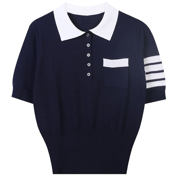 302 2022 milan runway spring summer brand same style t shirt short sleeve women's t-shirt white blue lapel neck pullover womens mingmei
302 2022 milan runway spring summer brand same style t shirt short sleeve women's t-shirt white blue lapel neck pullover womens mingmei