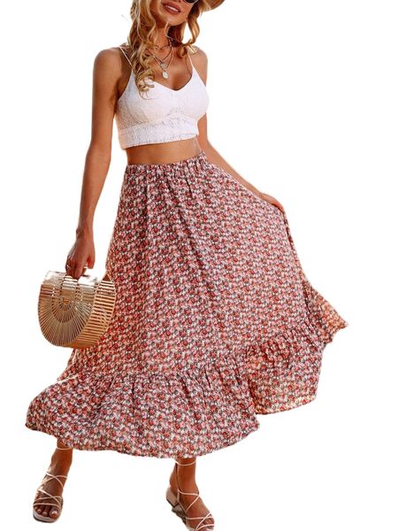 ditsy floral ruffle hem skirt i0cg#, Black 
ditsy floral ruffle hem skirt i0cg#, Black