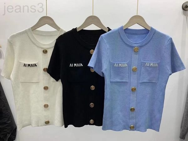 women's knits & tees designer bajia 2022 summer new style temperament small fragrance round neck single breasted letter embroidered poc, White
women's knits & tees designer bajia 2022 summer new style temperament small fragrance round neck single breasted letter embroidered poc, White