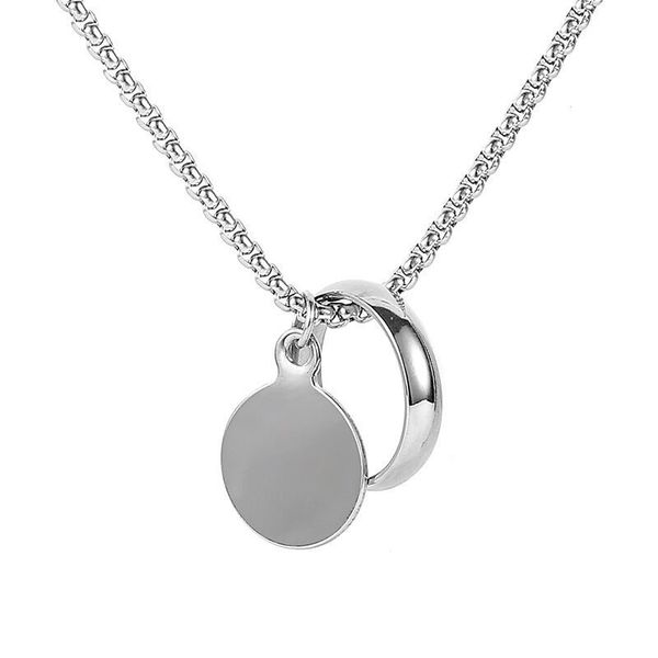 personality stainless steel ring round card necklace for men and women do not fade titanium steel jewelry pendant holiday gift, Silver
personality stainless steel ring round card necklace for men and women do not fade titanium steel jewelry pendant holiday gift, Silver