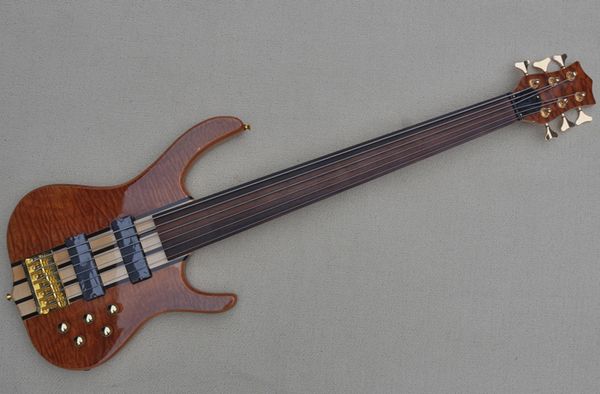 6 string bolt-on neck fretsless electric bass guitar with quilted maple veneer offer customize
6 string bolt-on neck fretsless electric bass guitar with quilted maple veneer offer customize