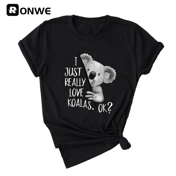 i just really like koalas ok print women t shirts gril short sleeve casual female cartoon streetwear drop ship, White
i just really like koalas ok print women t shirts gril short sleeve casual female cartoon streetwear drop ship, White