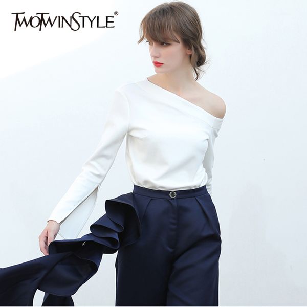 twowinsyle white minimalist shirt for women asymmetrical collar flare sleeve casual shirts female fashion clothing 210423
twowinsyle white minimalist shirt for women asymmetrical collar flare sleeve casual shirts female fashion clothing 210423