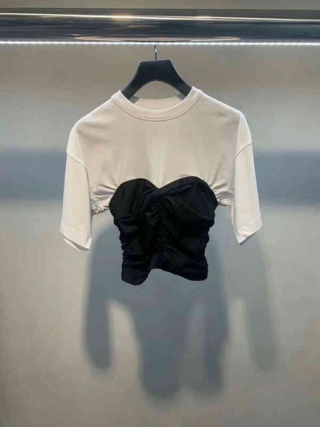women's t-shirt dang family spring summer irregular pleated splicing t-shirt women's short slim fit fashion cotton round neck top, White
women's t-shirt dang family spring summer irregular pleated splicing t-shirt women's short slim fit fashion cotton round neck top, White