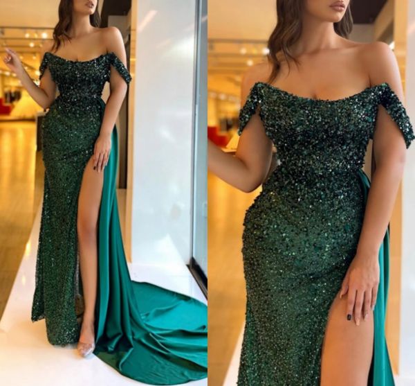 green mermaid trumpet evening dresses sparkle shine prom party gowns off the shoulder slit sequined robe de soiree vestido de fiesta, Black;red
green mermaid trumpet evening dresses sparkle shine prom party gowns off the shoulder slit sequined robe de soiree vestido de fiesta, Black;red