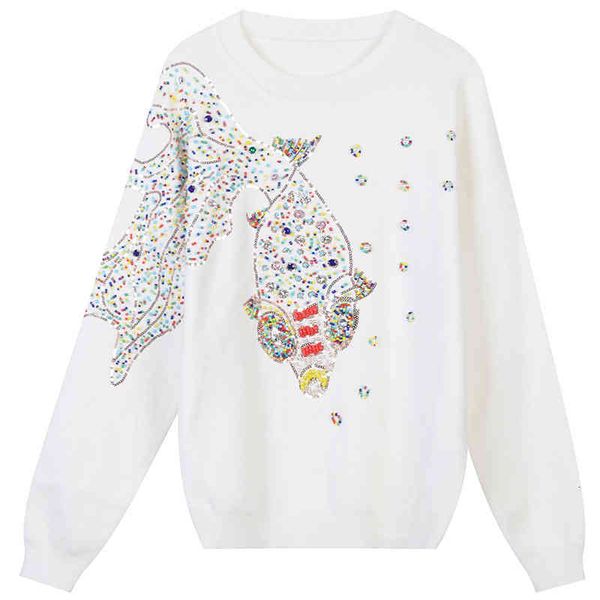 women's sweaters autumn and winter heavy industry goldfish nail bead sequin embroidery splicing sweet slim round neck pullover women�, White;black
women's sweaters autumn and winter heavy industry goldfish nail bead sequin embroidery splicing sweet slim round neck pullover women�, White;black