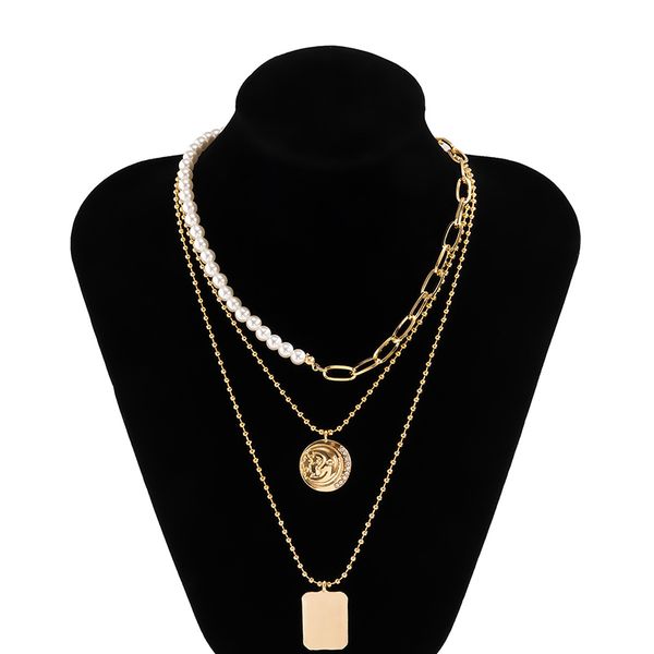 retro simple chains stitching pearl pendant necklaces creative diamond inlaid with diamond star and moon tag clavicle chain dinner party nec, Silver
retro simple chains stitching pearl pendant necklaces creative diamond inlaid with diamond star and moon tag clavicle chain dinner party nec, Silver