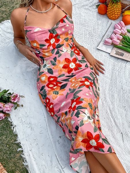 random floral print draped crisscross tie backless cami dress 72mc#, Black;gray
random floral print draped crisscross tie backless cami dress 72mc#, Black;gray
