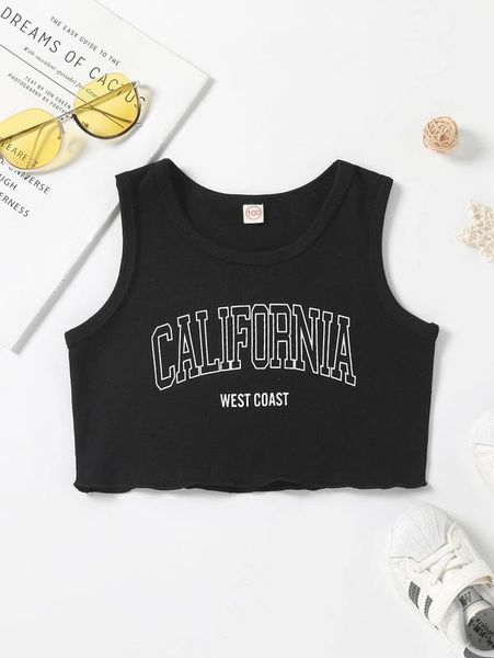 toddler girls letter graphic lettuce trim tank she, Blue 
toddler girls letter graphic lettuce trim tank she, Blue