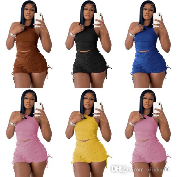2022 designer womens tracksuit summer two piece yoga pants outfits vest shorts pleated drawstring set ladies sportswear, Gray
2022 designer womens tracksuit summer two piece yoga pants outfits vest shorts pleated drawstring set ladies sportswear, Gray