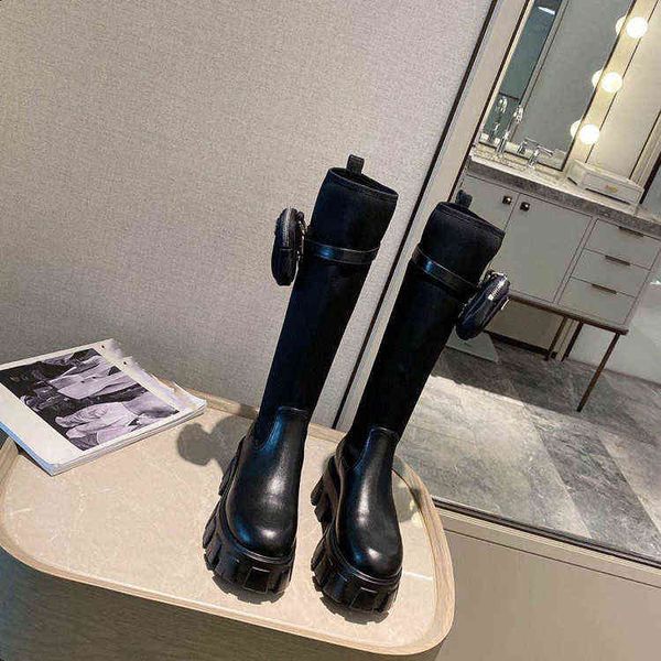 high end quality p family triangle bag women's height thick soled elastic high british style versatile martin boots, Black
high end quality p family triangle bag women's height thick soled elastic high british style versatile martin boots, Black