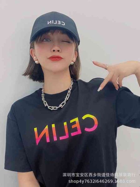 women's t-shirt ce home rainbow gradient letter print short sleeve loose casual t-shirt 03l0, White
women's t-shirt ce home rainbow gradient letter print short sleeve loose casual t-shirt 03l0, White