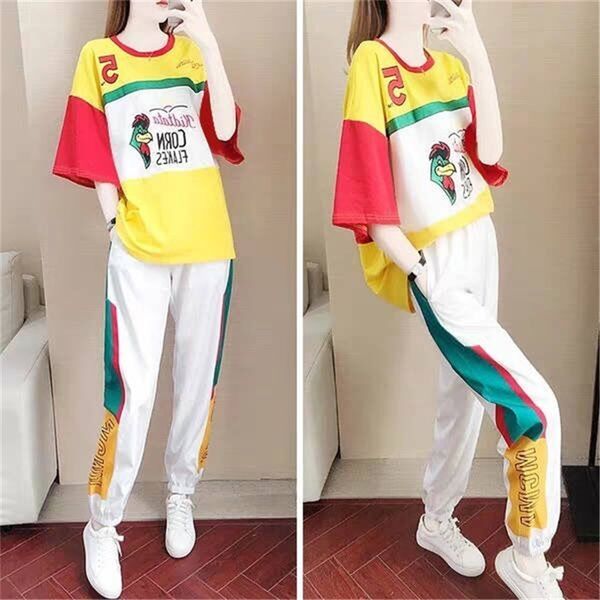 sports suit women s fashion 2020 summer new loose streetwear two piece set casual wear women sweat suit set and blouses lj201126, White
sports suit women s fashion 2020 summer new loose streetwear two piece set casual wear women sweat suit set and blouses lj201126, White