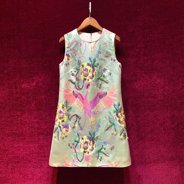 european and american women's wear spring 2022 new sleeveless round neck heavy bead fashionable coloured jacquard print dress, Black;gray
european and american women's wear spring 2022 new sleeveless round neck heavy bead fashionable coloured jacquard print dress, Black;gray