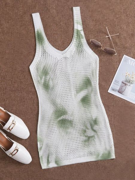 tie dye hollow out cover up n6d9#, White;black
tie dye hollow out cover up n6d9#, White;black