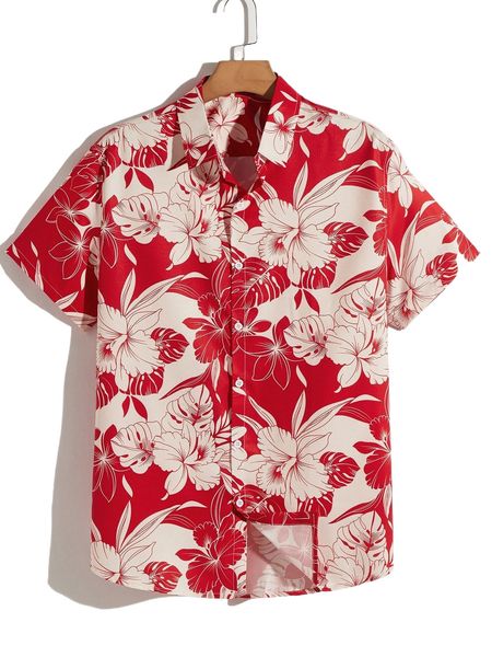 romwe guys floral print button front shirt u9bz#, White;black
romwe guys floral print button front shirt u9bz#, White;black