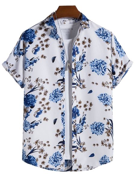 men floral print shirt without tee l1ph#, White;black
men floral print shirt without tee l1ph#, White;black