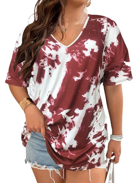 plus tie dye drop shoulder tee j9om#, Black 
plus tie dye drop shoulder tee j9om#, Black