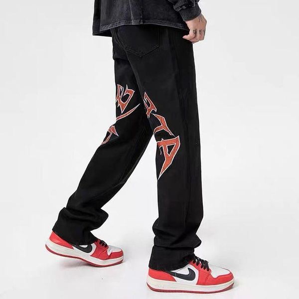men's jeans retro letter back embroidery pant men straight casual street jogging denim trouser loose washed black spring 2022men's, Blue
men's jeans retro letter back embroidery pant men straight casual street jogging denim trouser loose washed black spring 2022men's, Blue