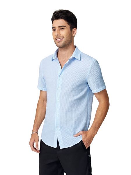 men solid button front shirt k61y#, White;black
men solid button front shirt k61y#, White;black