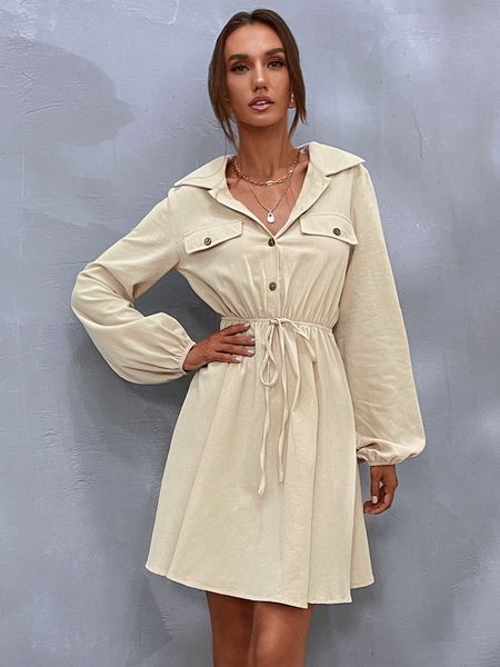 women's casual dresses spring autumn elastic waist solid color turn-down collar long sleeve dress single breasted temperamental commute, Black;gray
women's casual dresses spring autumn elastic waist solid color turn-down collar long sleeve dress single breasted temperamental commute, Black;gray