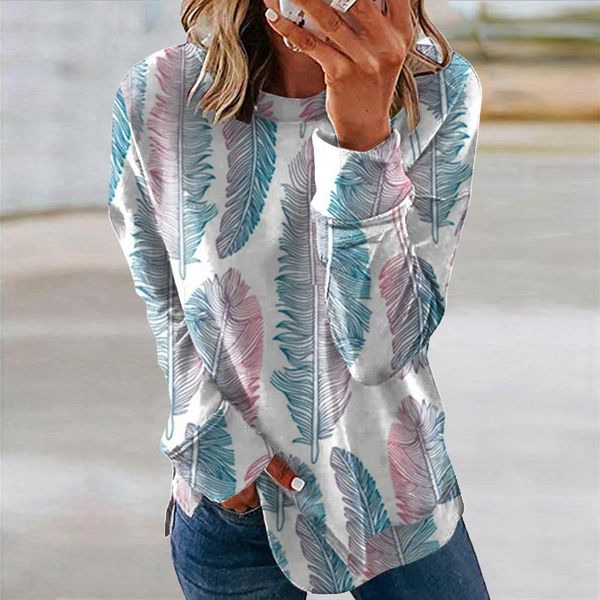 women's hoodies & sweatshirts women's fashion casual feather print o-neck pullover long sleeve loose busos para mujer #g2women�, Black
women's hoodies & sweatshirts women's fashion casual feather print o-neck pullover long sleeve loose busos para mujer #g2women�, Black