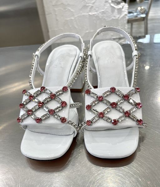 women's summer latest square sandals with imported cow patent leather and czech flash diamond fashionable versatile heel height 6.5cm, Black
women's summer latest square sandals with imported cow patent leather and czech flash diamond fashionable versatile heel height 6.5cm, Black